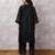 Black silk blend chanderi hand embroidered kurta set