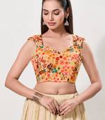 women's brocade padded back open sleeveless saree blouse