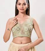 women's net padded back open sleeveless saree blouse