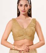 women's embroidery padded back-open sleeveless saree blouse