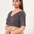 women's jain silk blend  padded back open elbow-sleeves saree blouse