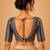 women's jain silk blend  padded back open elbow-sleeves saree blouse