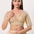 women's jain silk blend  padded back open elbow-sleeves saree blouse