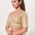 women's jain silk blend  padded back open elbow-sleeves saree blouse