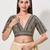women's jain silk blend  padded back open elbow-sleeves saree blouse