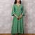 Green chanderi hand embroidered suit set with dupatta, stitched
