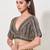 women's jain silk blend  padded back open elbow-sleeves saree blouse
