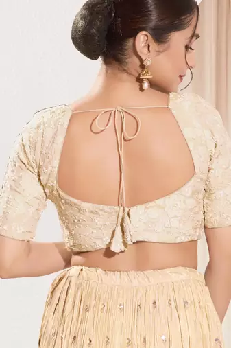 women's sequence padded back open elbow-sleeves saree blouse