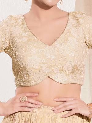 women's sequence padded back open elbow-sleeves saree blouse 5