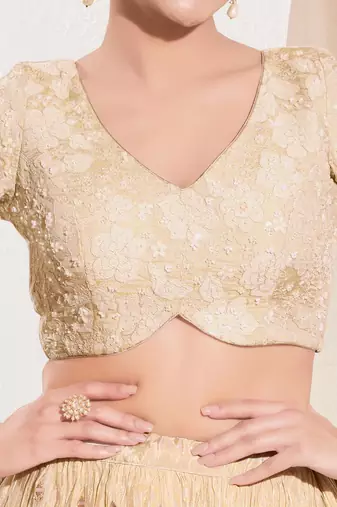 women's sequence padded back open elbow-sleeves saree blouse