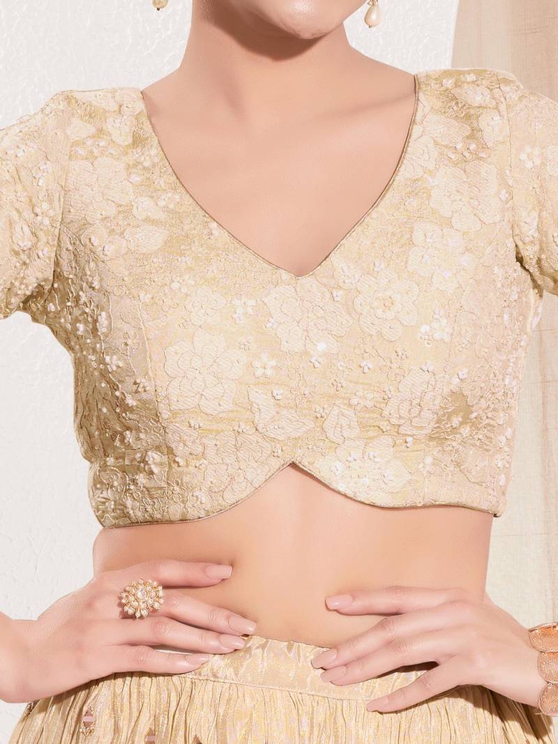 women's sequence padded back open elbow-sleeves saree blouse