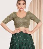 women's dupion silk blend  padded back open elbow-sleeves saree blouse