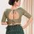 women's dupion silk blend  padded back open elbow-sleeves saree blouse