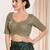 women's dupion silk blend  padded back open elbow-sleeves saree blouse