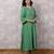 Green chanderi kurta set with hand embroidered yoke, stitched