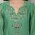 Green chanderi kurta set with hand embroidered yoke, stitched