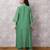 Green chanderi kurta set with hand embroidered yoke, stitched