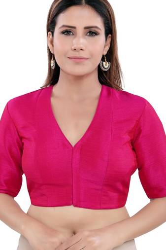 women's jute padded front open elbow-sleeves saree blouse