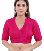women's jute padded front open elbow-sleeves saree blouse