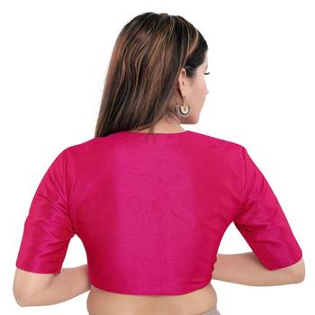 women's jute padded front open elbow-sleeves saree blouse 2