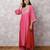 Fuchsia chanderi colorblock a-line kurta set