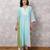 Aqua chanderi colorblock a-line kurta set