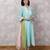 Aqua chanderi colorblock a-line kurta set