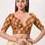 women's position-print padded back-open elbow-length-sleeves saree blouse