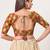 women's position-print padded back-open elbow-length-sleeves saree blouse