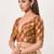 women's position-print padded back-open elbow-length-sleeves saree blouse