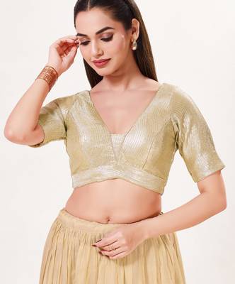 women's imported padded back-open elbow-sleeves saree blouse 1
