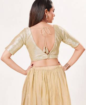 women's imported padded back-open elbow-sleeves saree blouse 2