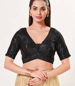 women's imported padded back-open elbow-sleeves saree blouse
