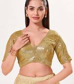 women's imported padded back-open elbow-sleeves saree blouse