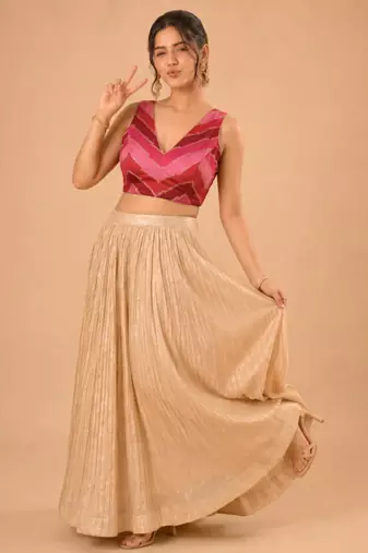 women's position-print padded back-open sleeveless saree blouse