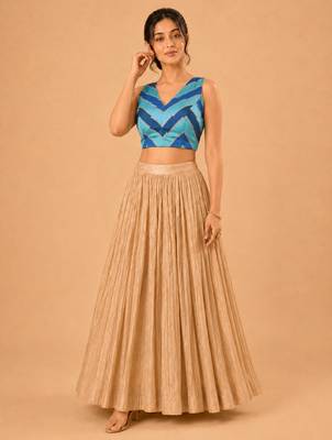 women's position-print padded back-open sleeveless saree blouse 4