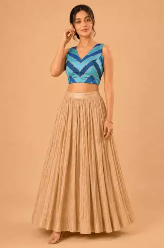 women's position-print padded back-open sleeveless saree blouse