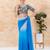 women's position-print padded back-open elbow-sleeves saree blouse