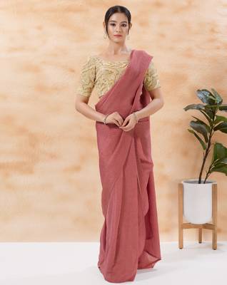 women's moti-work padded back-open elbow-sleeves saree blouse 4