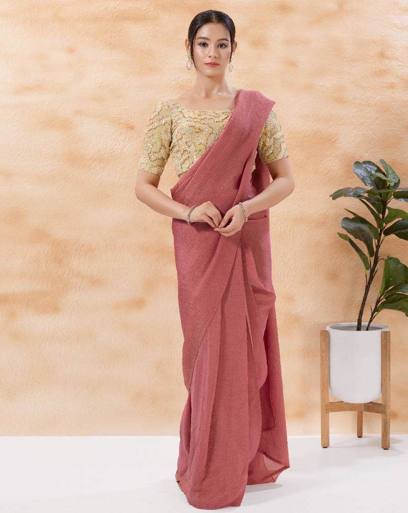 women's moti-work padded back-open elbow-sleeves saree blouse