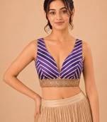women's silk blend  padded back open sleeveless saree blouse