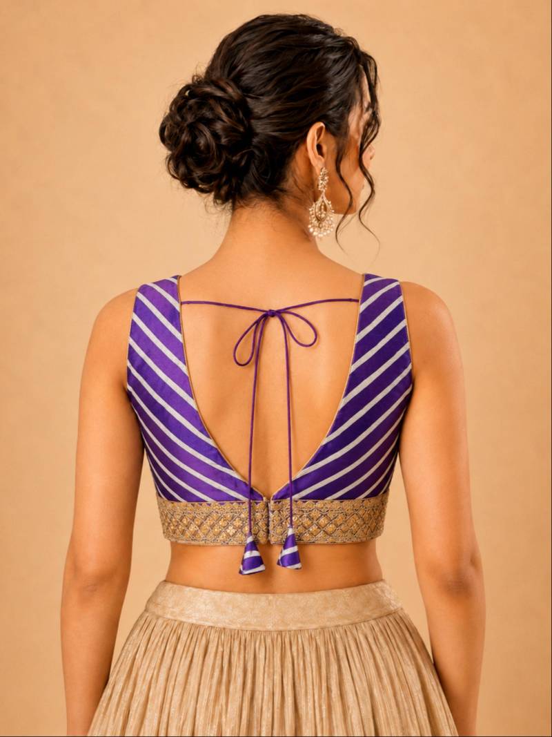 women's silk blend  padded back open sleeveless saree blouse