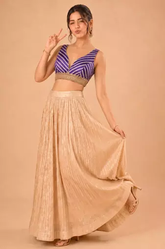 women's silk blend  padded back open sleeveless saree blouse