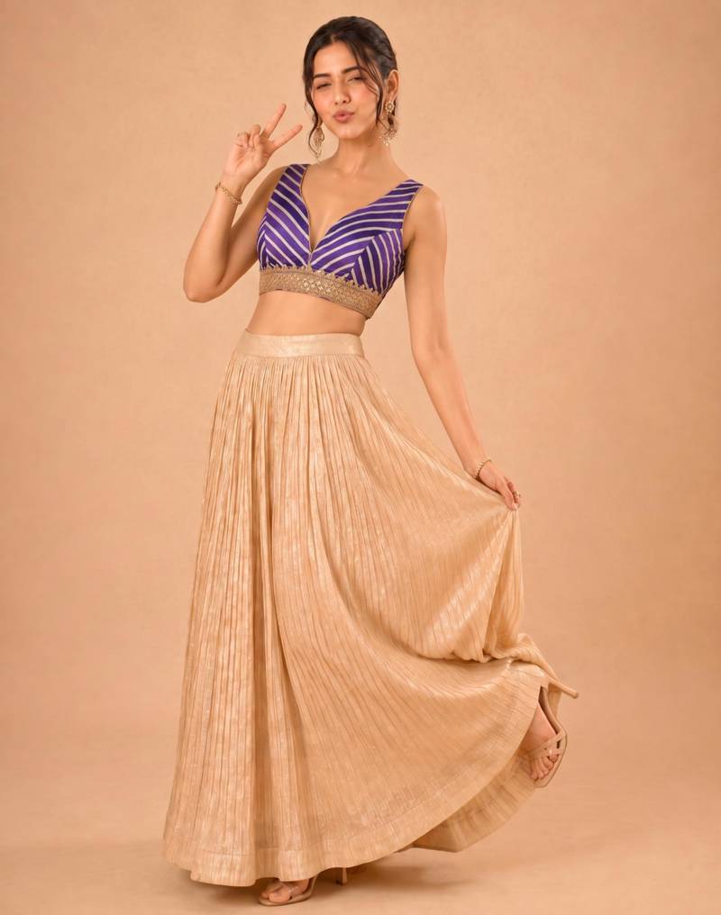women's silk blend  padded back open sleeveless saree blouse