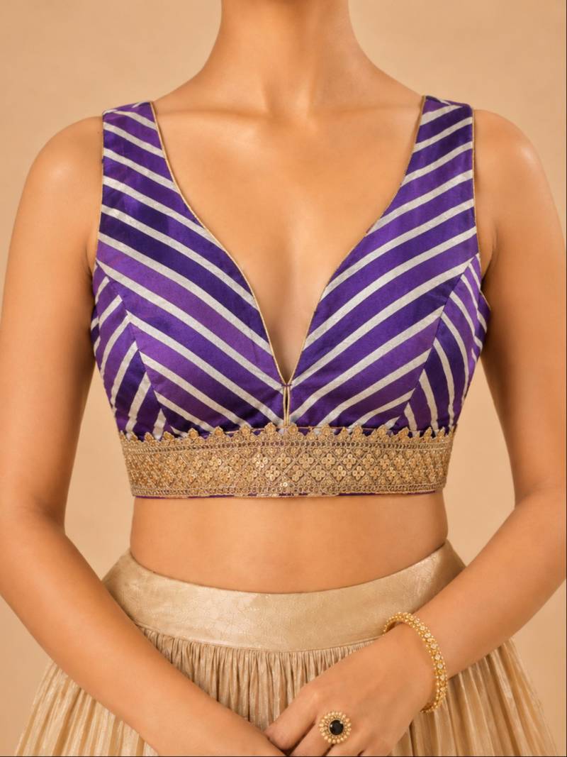 women's silk blend  padded back open sleeveless saree blouse