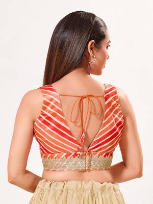 women's silk blend  padded back open sleeveless saree blouse 2