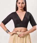 women's tissue padded back open elbow-sleeves saree blouse