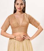 women's tissue padded back open elbow-sleeves saree blouse