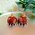 brown fabric traditional jhumka earrings
