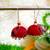 red fabric traditional jhumka earrings
